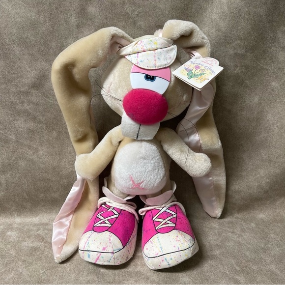JACKSON RAPPER rare plush Easter Bunny 1980s toy Applause hip hop rabbit NWT - Picture 1 of 7